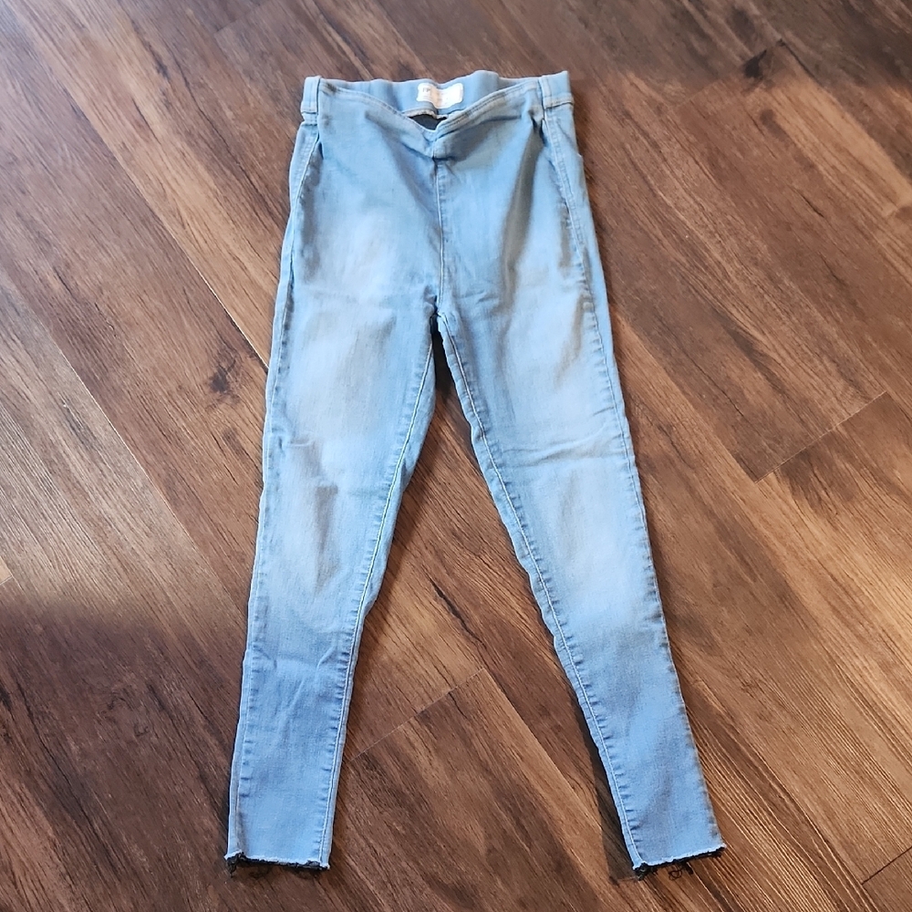 Free People Blue Jeggings Skinny Fit Stonewashed